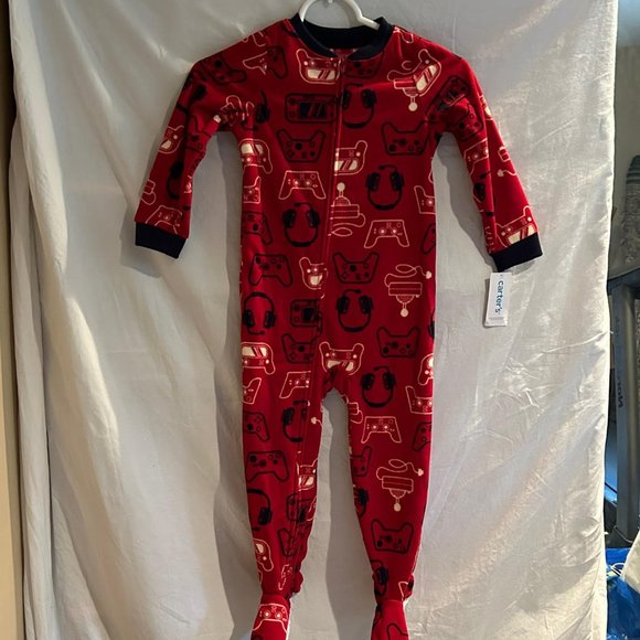Carter's Boys Size 4 one-piece red gaming fleece footy pajamas NWT - Picture 1 of 4